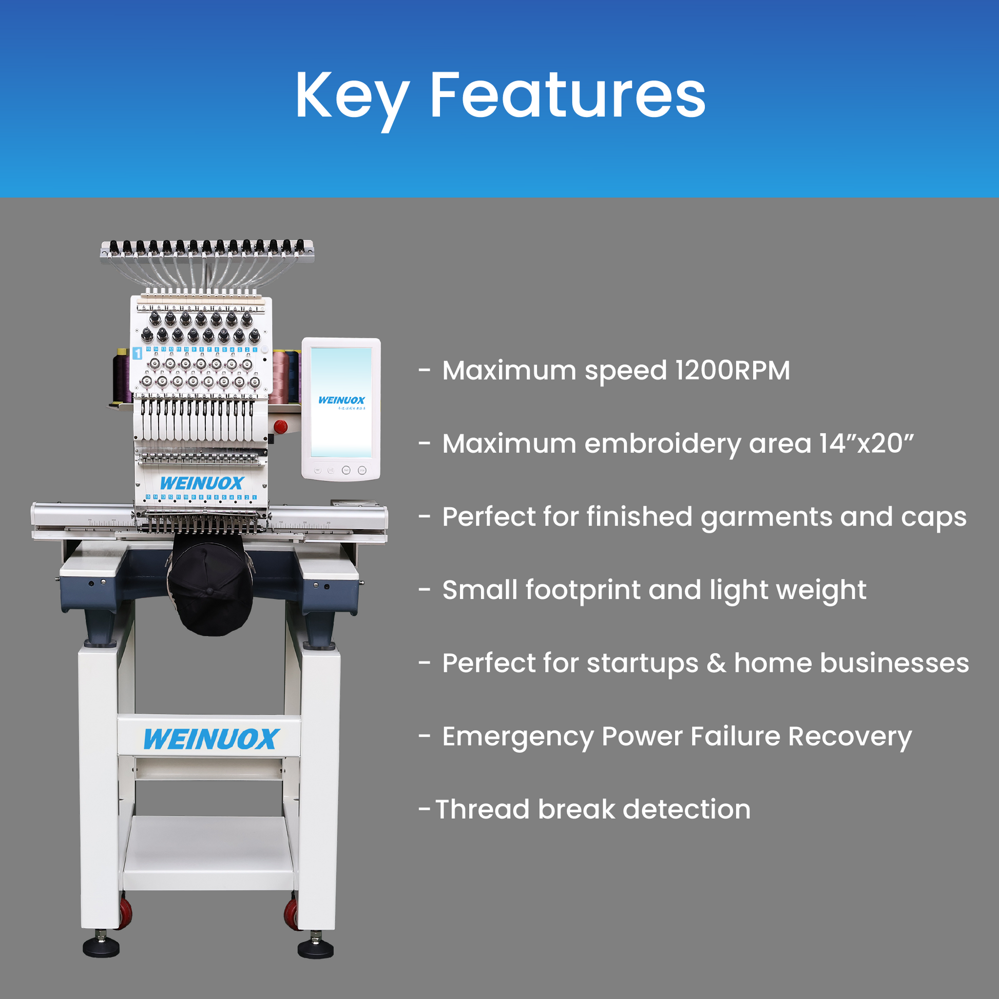 Weinuox 15 Needle Embroidery Machine